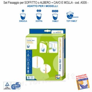 Fissaggio Per Amache Sospese Pensili Kit Per Soffitto O Albero + Cavo E Molla As05 (FS)