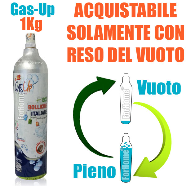 . Compatibile: Wassermaxx Soda Stream Soda Breezy Happy Frizz Imetec Beghelli Ricambio Bombola Co2 Da 1Kg Gas-Up 
