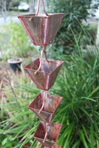 Rain Chain Antique Copper Cup - fluidibilità 5/5 - Square Cups - KIT Complete Chain - (21)