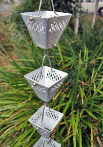  Rain Chain Aluminum Cup - fluidibilità 3.5 / 5 - Square Holes - KIT Complete Chain - (16)