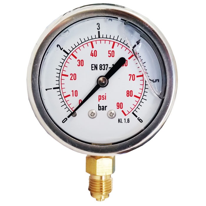 Manometro Hansfelds 0-6 Bar Con Liquido - 100mm, Attacco 1/2'' BSP, Scala Bar/psi, Precisione 1.6 - Foto 14