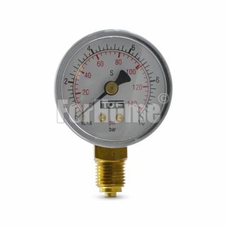 Co2 pressure gauge Ø50-Scale BAR and PSI-Full scale 10 BAR-Notch 7 BAR for cod. 01012002-02 (or)