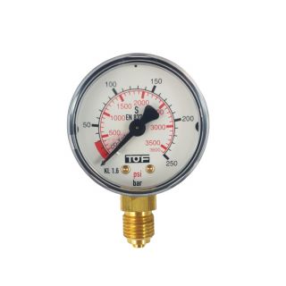 Co2 pressure gauge Ø50-Scale BAR and PSI-Full scale 250 BAR for cod. 01012002-02 (or)