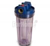 Water Filter Container 10 "In / Out 3/4" Brass Col. Blue Transparent with pressure release button