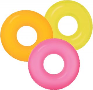 Relaxdays Galleggiante A Ciambella Rosa XL – Diametro 120 Cm, Per Piscina E Spiaggia, PVC Sicuro