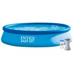 Intex Above Ground Round Inflatable Pool Easy set Pools dim. 396 x 84 cm, 7290 liters, with filter pump