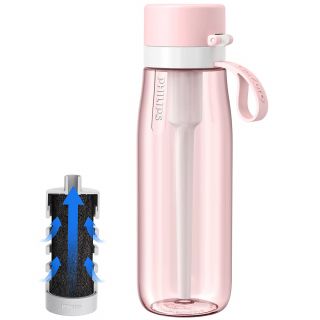 Philips GoZero Water Filter Bottle, 1 Filter Included, Daily Bottle 660ml Activated Carbon Filtration, Pink