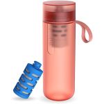 Philips GoZero Bottle, 1 Filter Included, 590ml Fitness Bottle, Activated Carbon Filtration Purified Water, Light Red