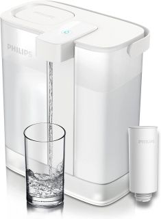 Sistema Filtrante Philips Water Smart Filtrazione Carbone Attivo Istantanea, Ricaricabile porta Usb-C, Capacità 3lt