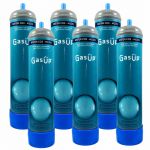 N.6 Bombole Co2 da 600Gr Usa/Getta Nuove per er sistemi di gasatura acqua (Attacco Standard 11mm Passo 1mm)